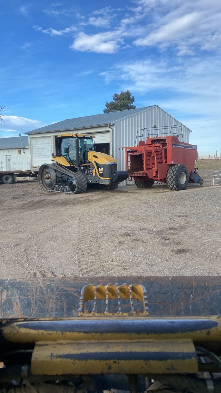CAT Challenger MT755 and Case IH 8580 large square baler at our Platteville shop
