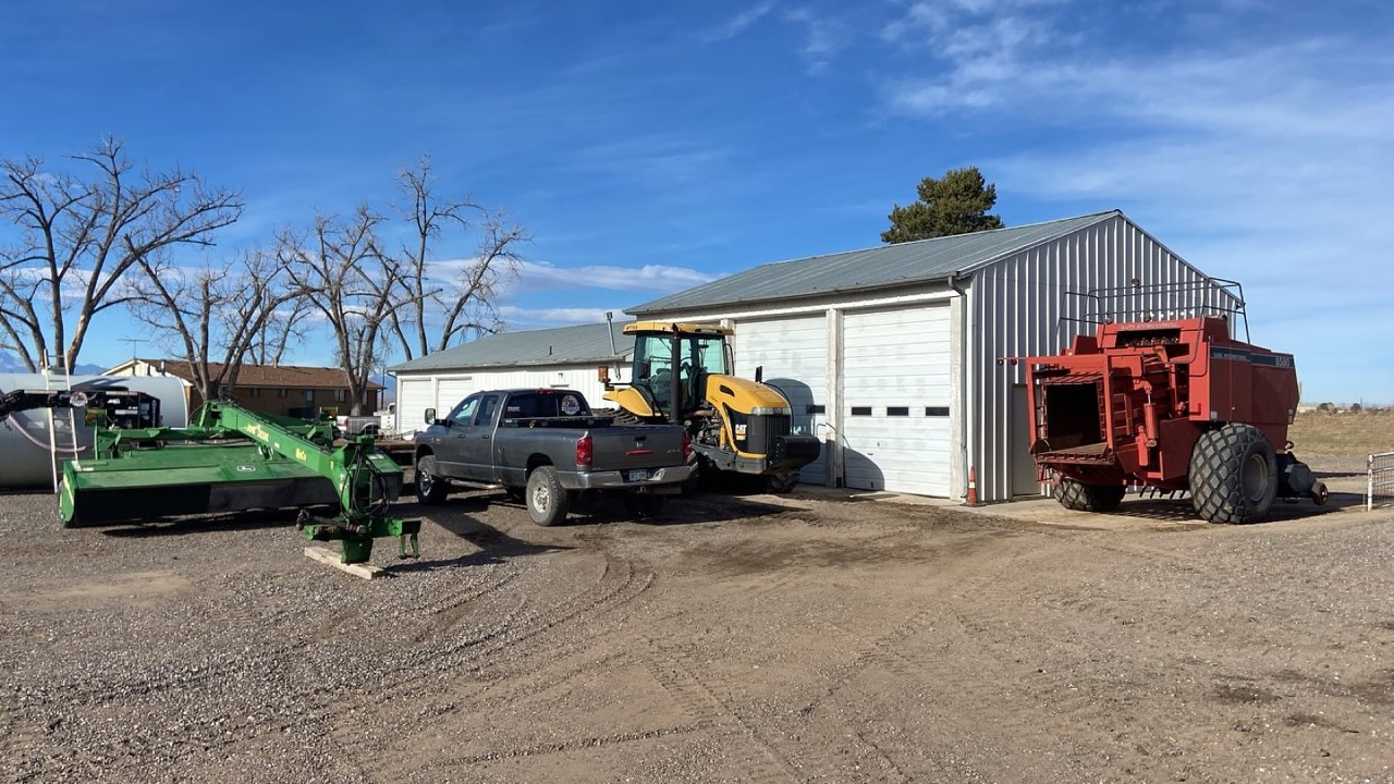 John Deere MoCo, Case IH baler and Challenger tractor — our hay equipment ready for field