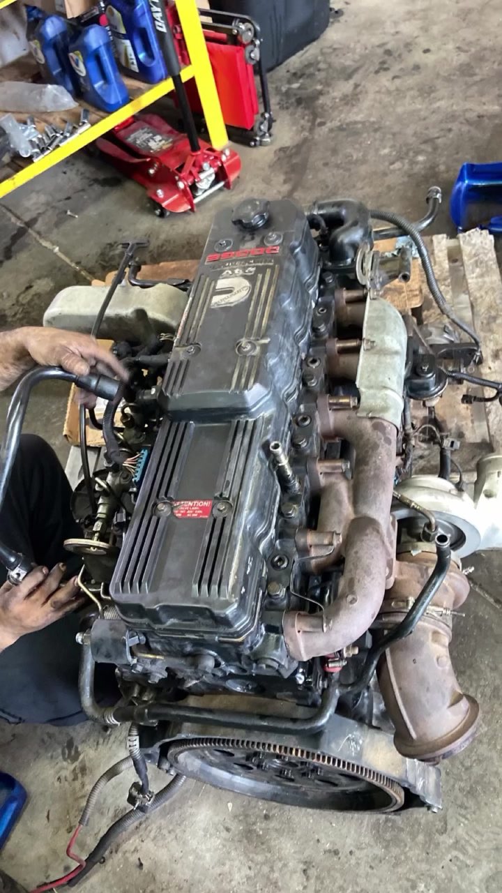 Diesel engine being serviced by our mobile mechanic